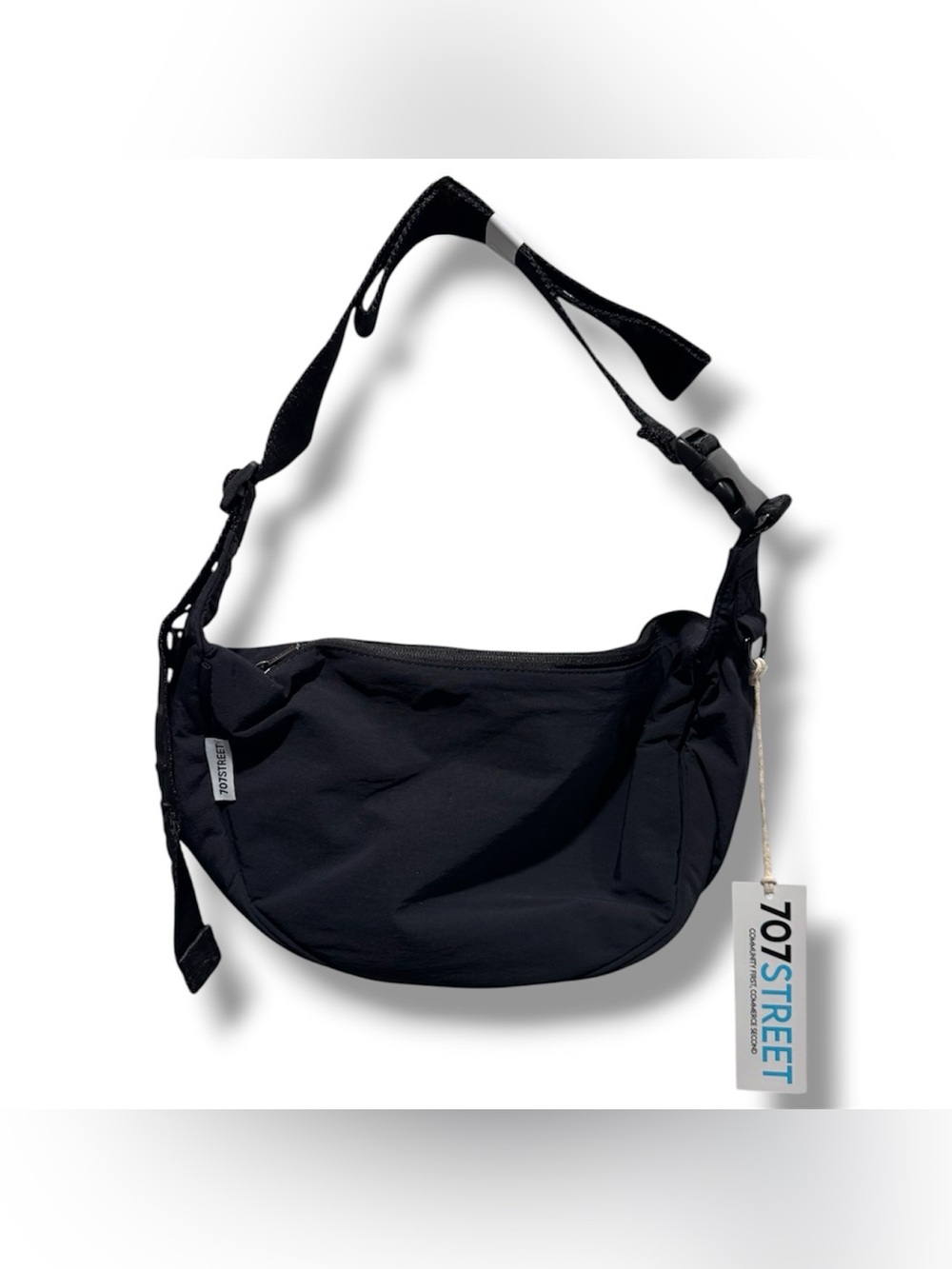 707 Street Medium Nylon Crescent Bag